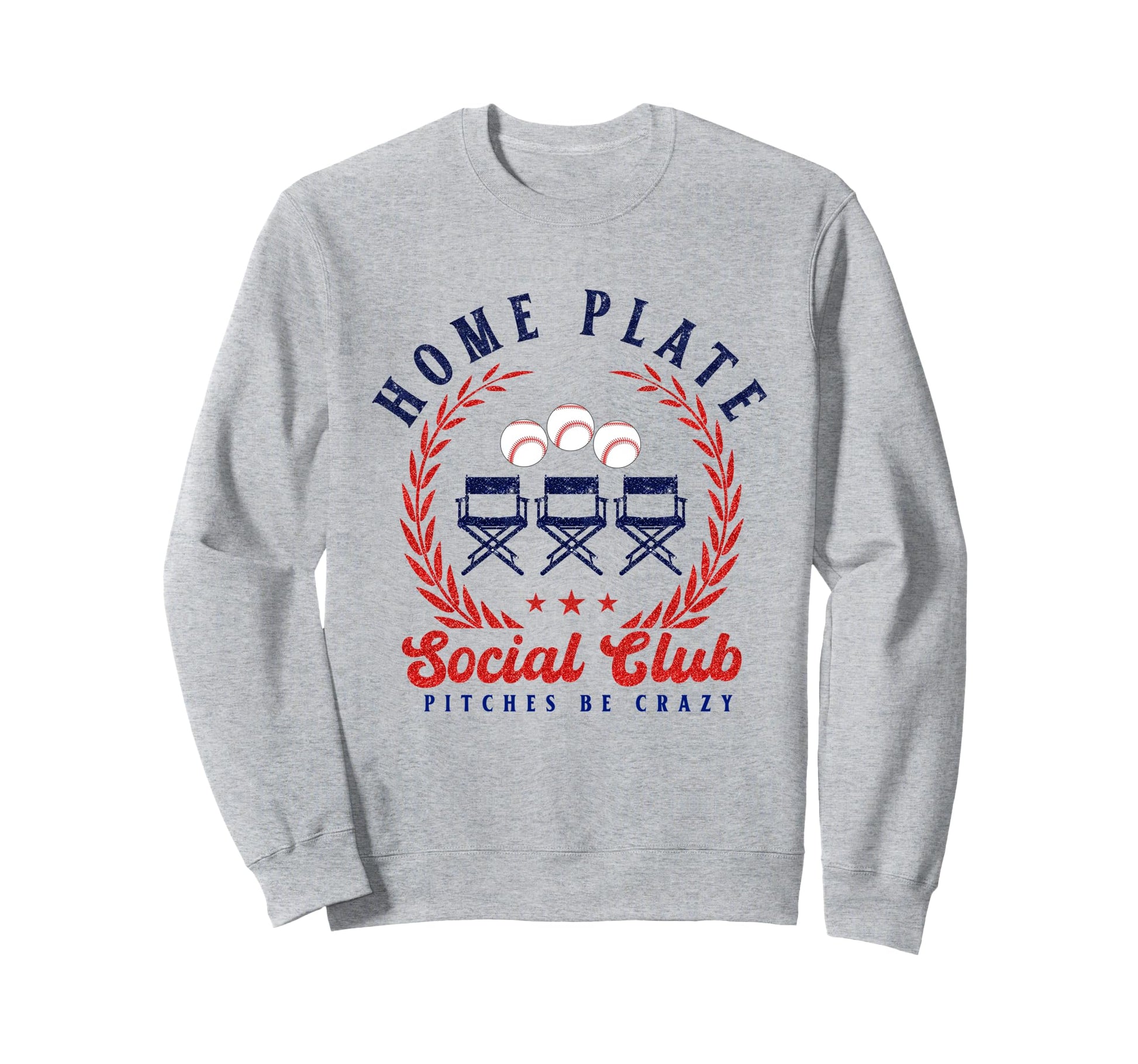 Home Plate Social Club Pitches Sweatshirt - Aesthetic Graphic for Adults - T-Shirt, Sweatshirt, Hoodie