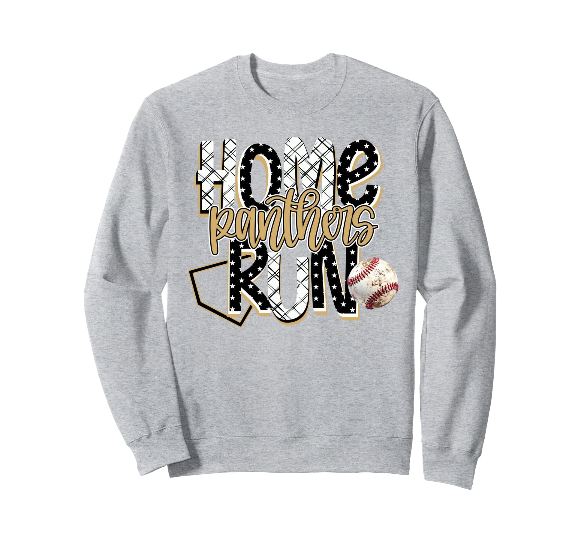 Home Run Panthers Baseball Gold Sweatshirt - Trendy Graphic Men Women - T-Shirt, Sweatshirt, Hoodie