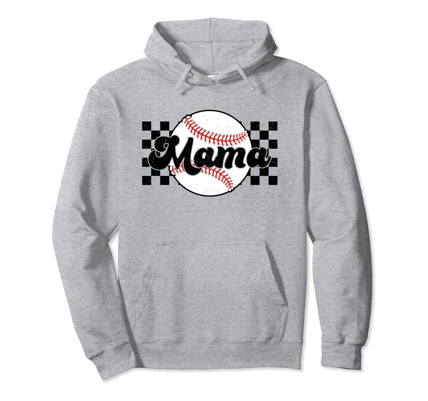 Checkered Baseball Mama Fun Baseball Mom Hoodie - Unique Graphic Unisex - T-Shirt, Sweatshirt, Hoodie