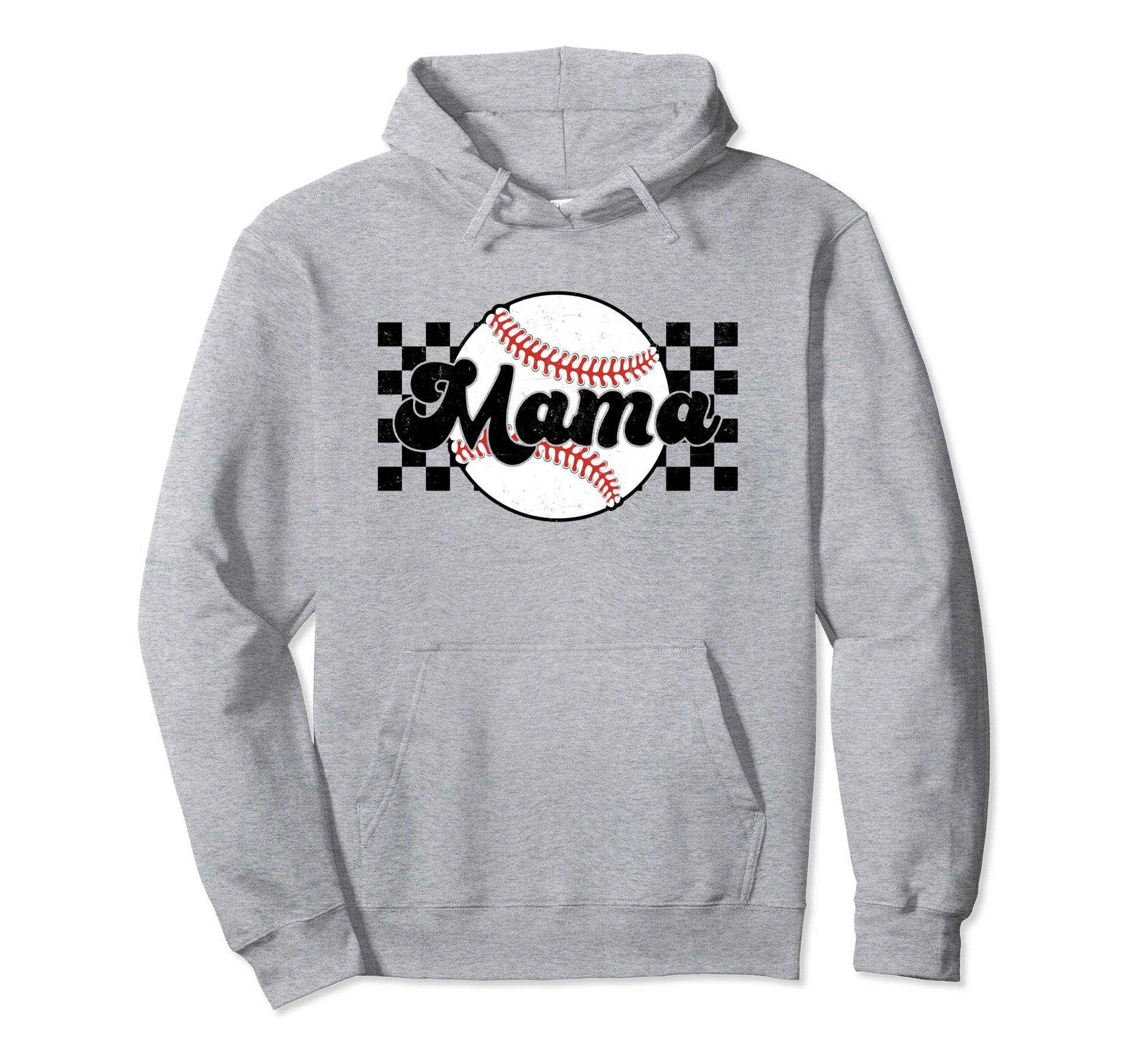 Checkered Baseball Mama Fun Baseball Mom Hoodie - Unique Graphic Unisex - T-Shirt, Sweatshirt, Hoodie
