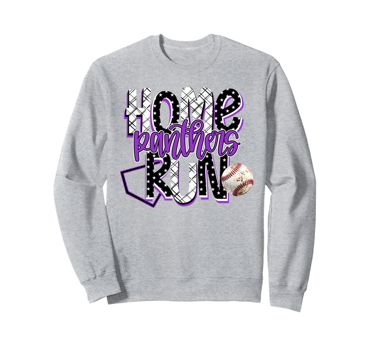 Home Run Panthers Baseball Purple Sweatshirt - Fun Novelty Design Unisex - T-Shirt, Sweatshirt, Hoodie