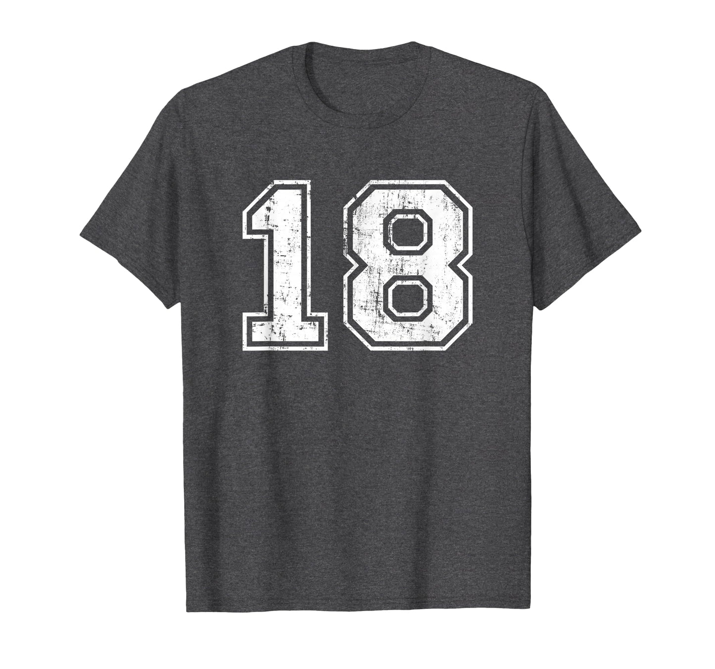 Number 18 Varsity Distressed Sports Team T-Shirt - Trendy Graphic Unisex - T-Shirt, Sweatshirt, Hoodie