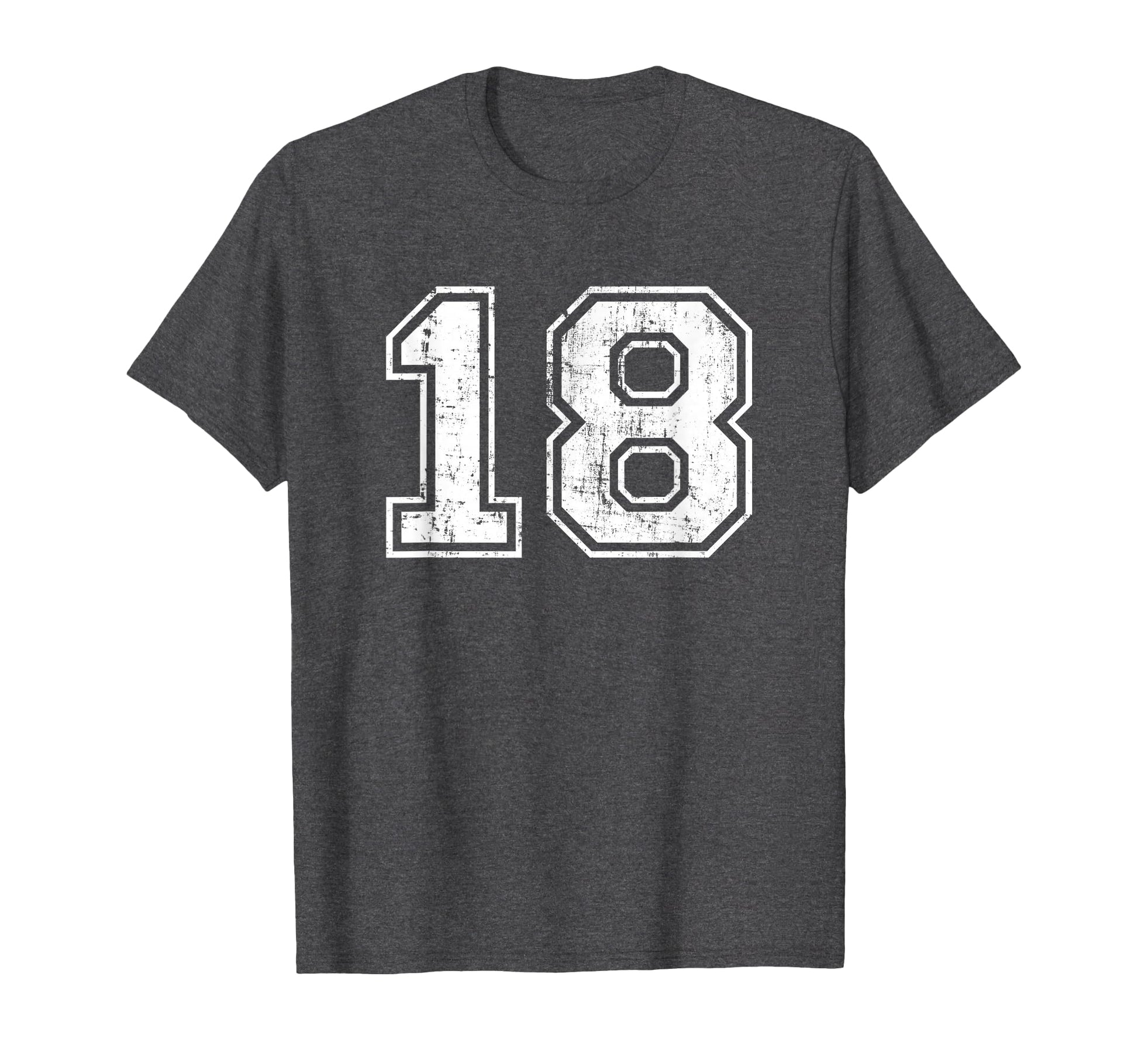 Number 18 Varsity Distressed Sports Team T-Shirt - Trendy Graphic Unisex - T-Shirt, Sweatshirt, Hoodie