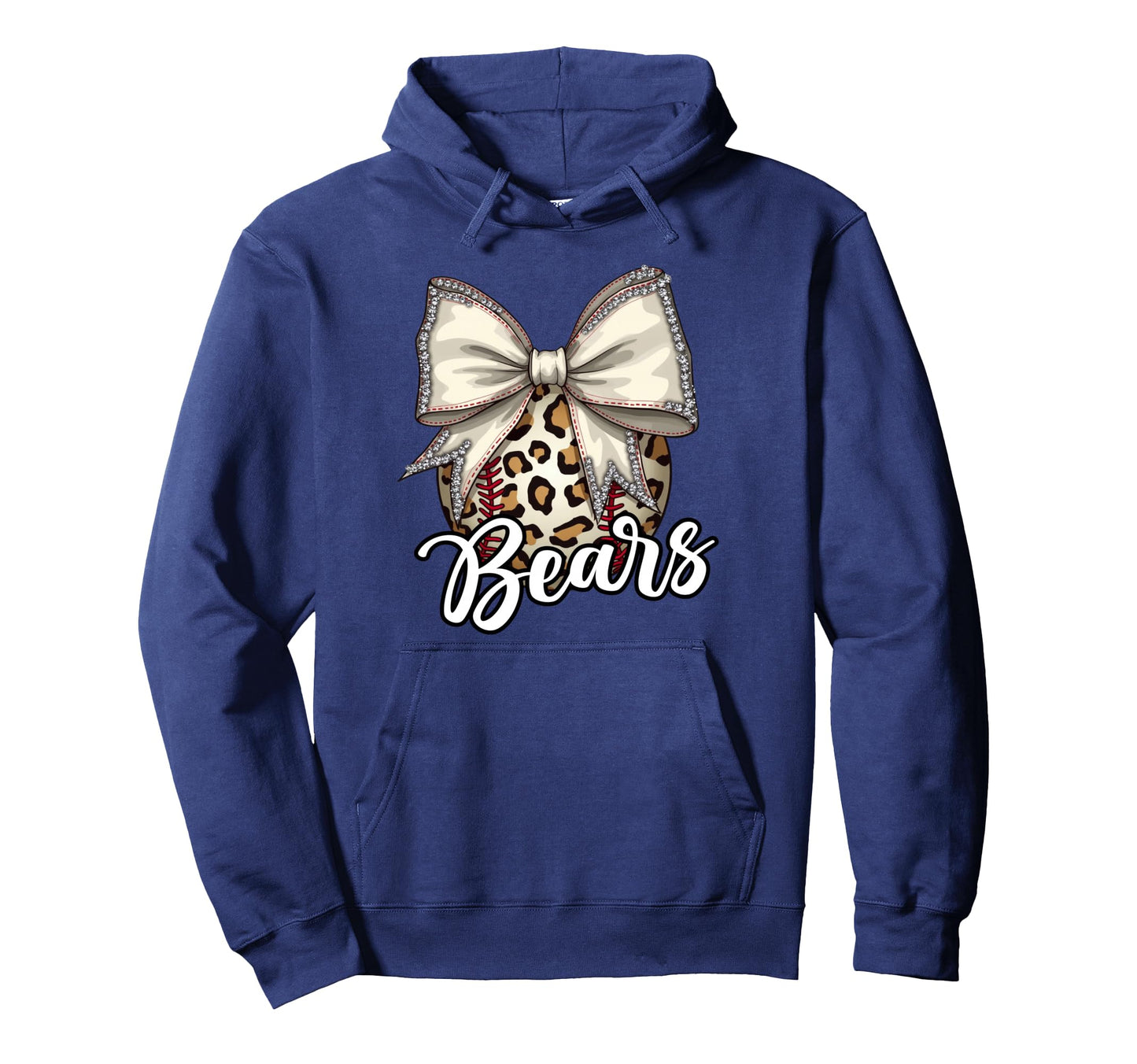 Bears Baseball Mom Leopard Coquette Bow Hoodie - Trendy Graphic for Adults - T-Shirt, Sweatshirt, Hoodie