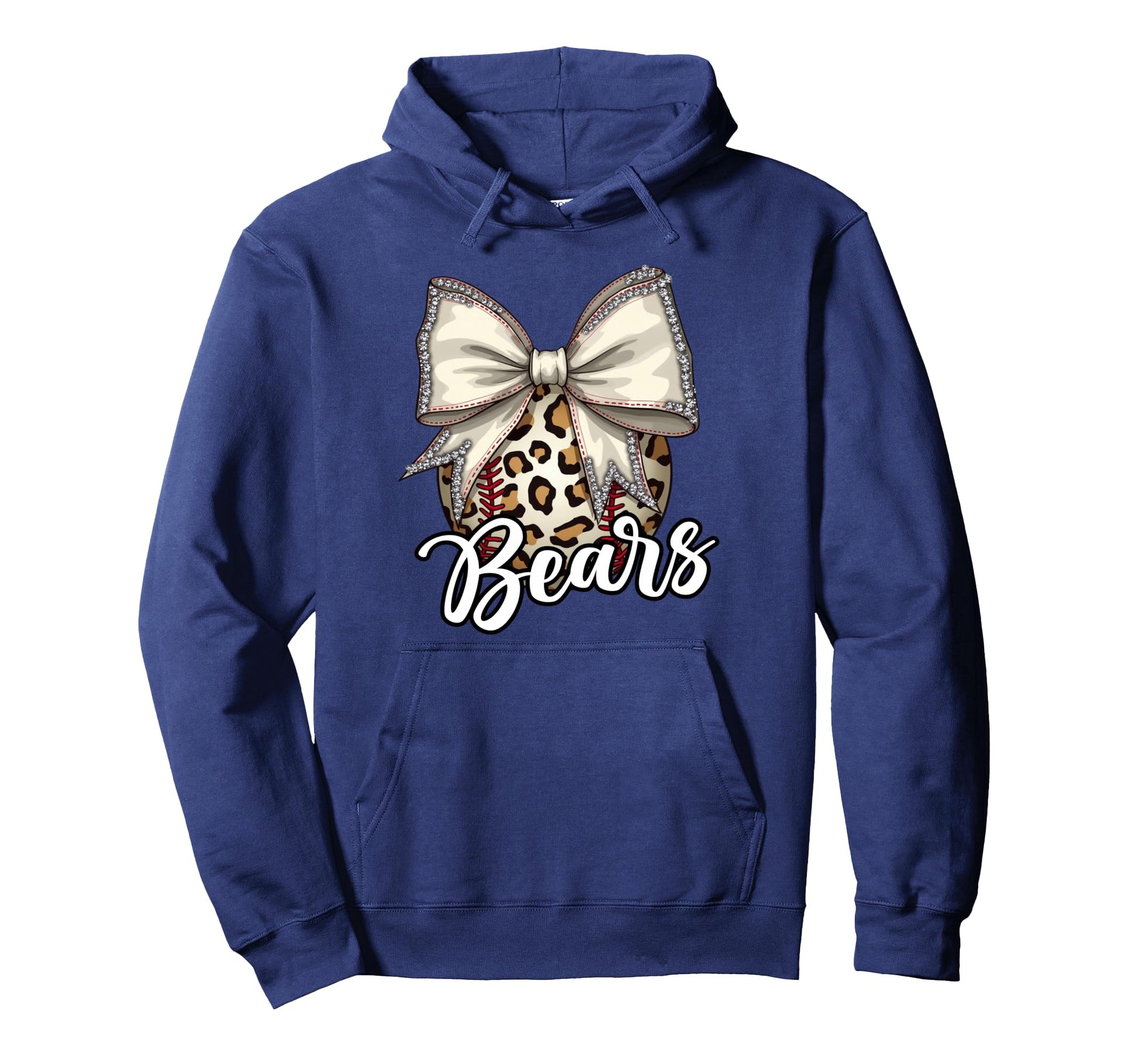 Bears Baseball Mom Leopard Coquette Bow Hoodie - Trendy Graphic for Adults - T-Shirt, Sweatshirt, Hoodie