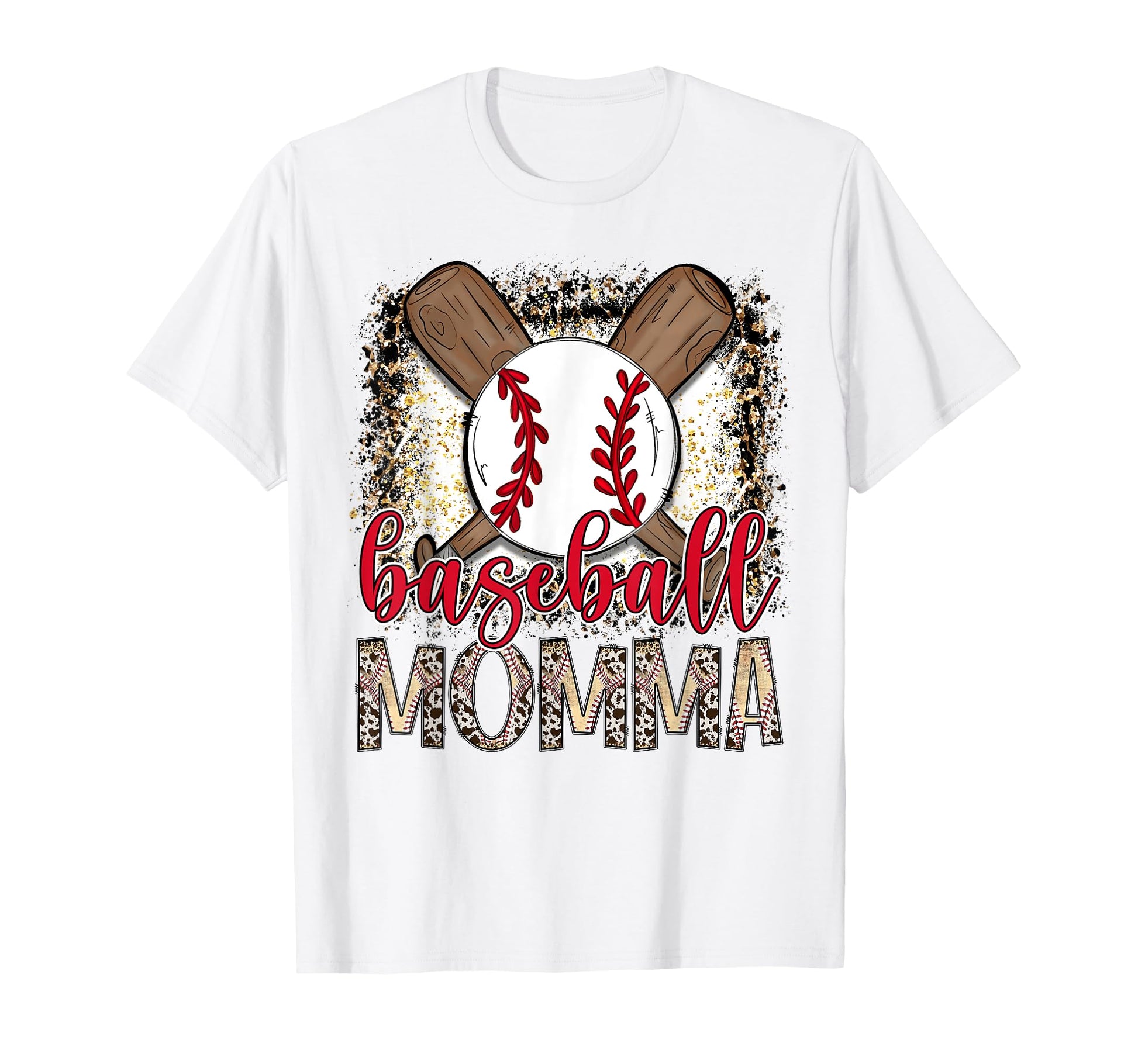 Baseball Momma Leopard Proud Ball T-Shirt - Casual Everyday Wear Unisex - T-Shirt, Sweatshirt, Hoodie