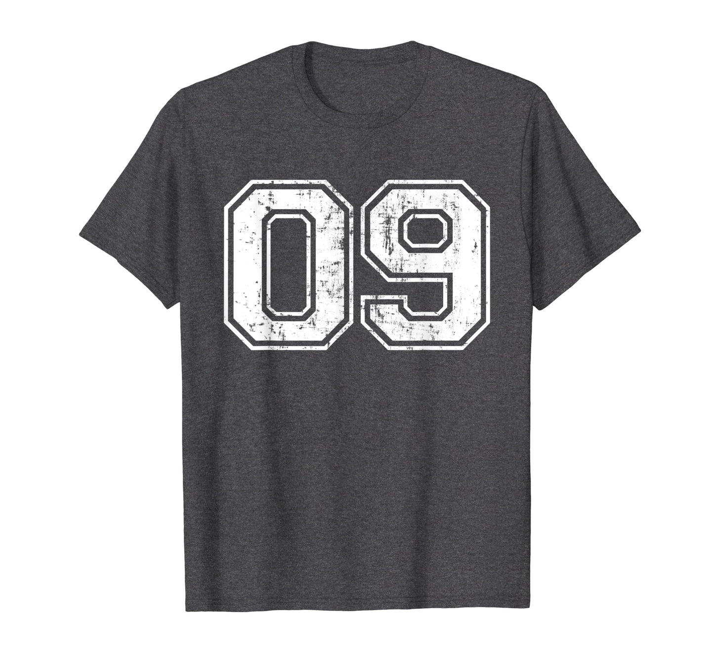 Number 09 Varsity Distressed Sports T-Shirt - Graphic Print for Adults - T-Shirt, Sweatshirt, Hoodie