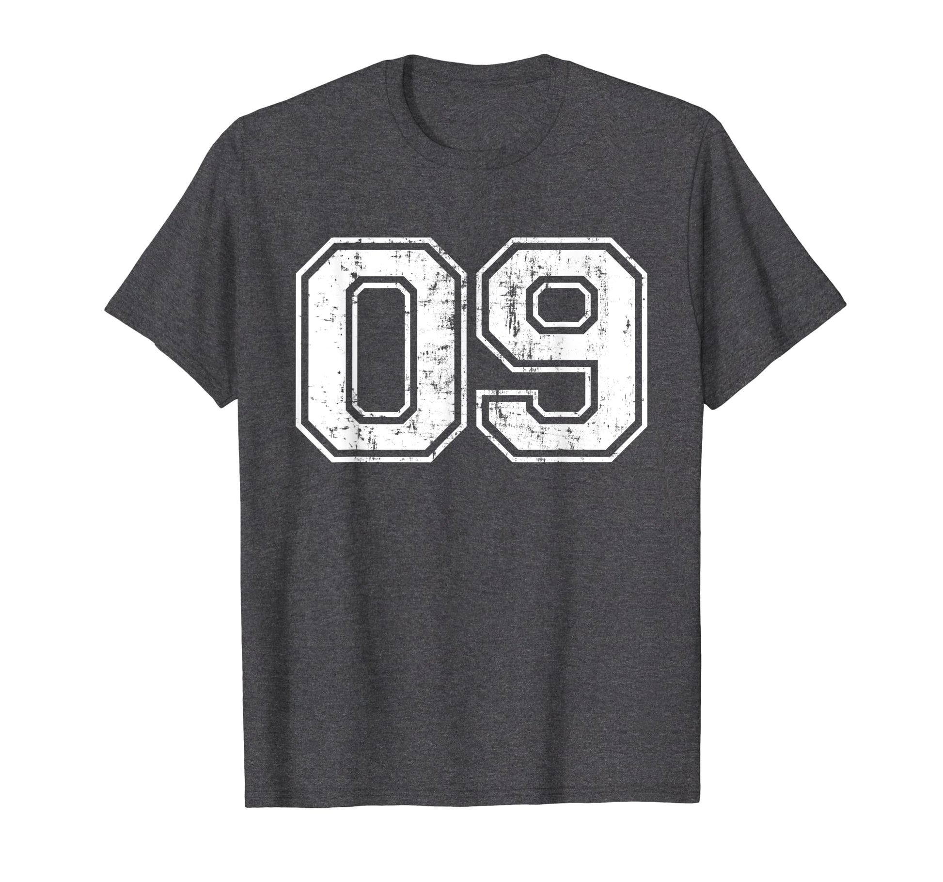 Number 09 Varsity Distressed Sports T-Shirt - Graphic Print for Adults - T-Shirt, Sweatshirt, Hoodie