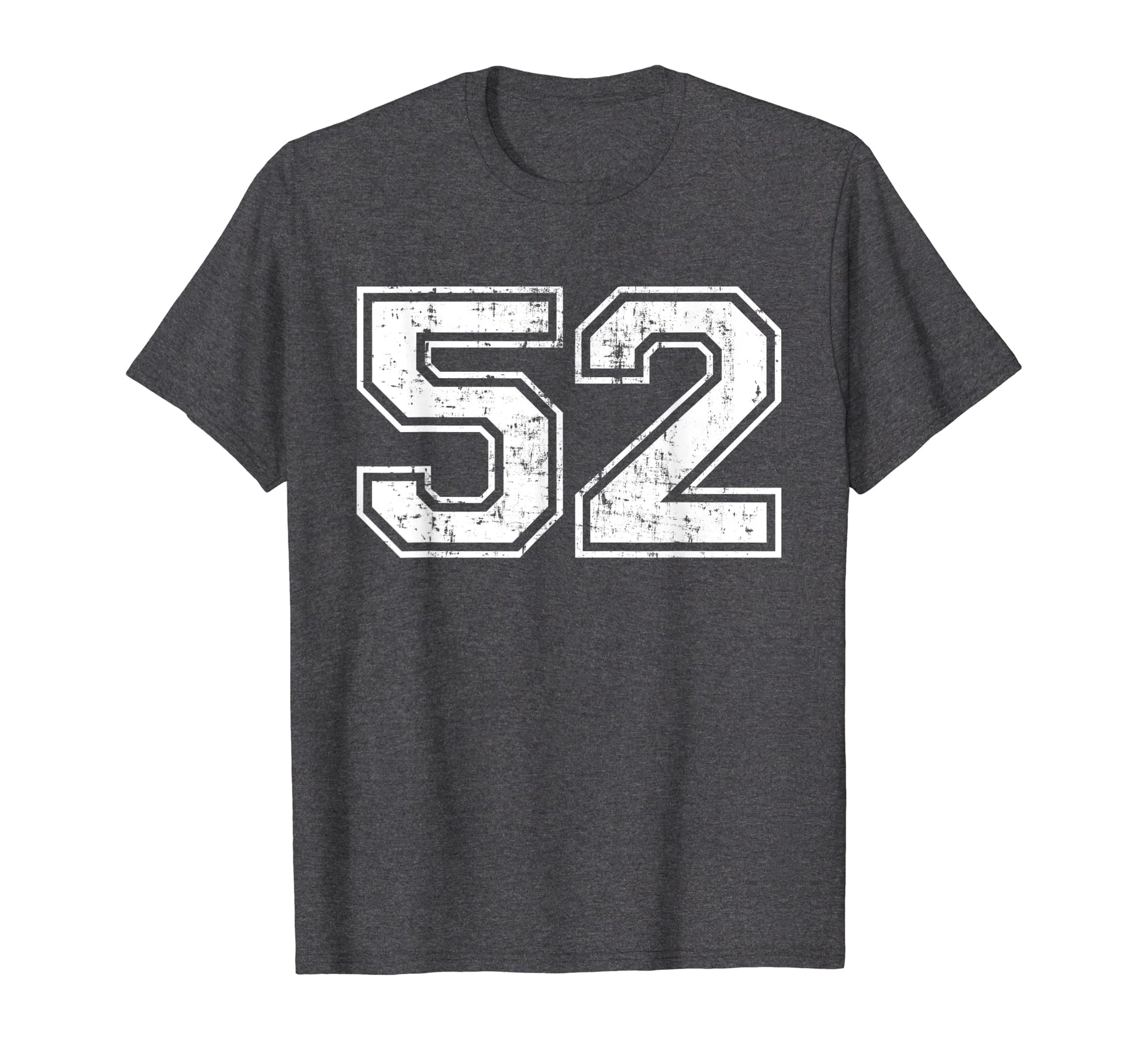 Number 52 Varsity Distressed Sports T-Shirt - Aesthetic Graphic for Adults - T-Shirt, Sweatshirt, Hoodie