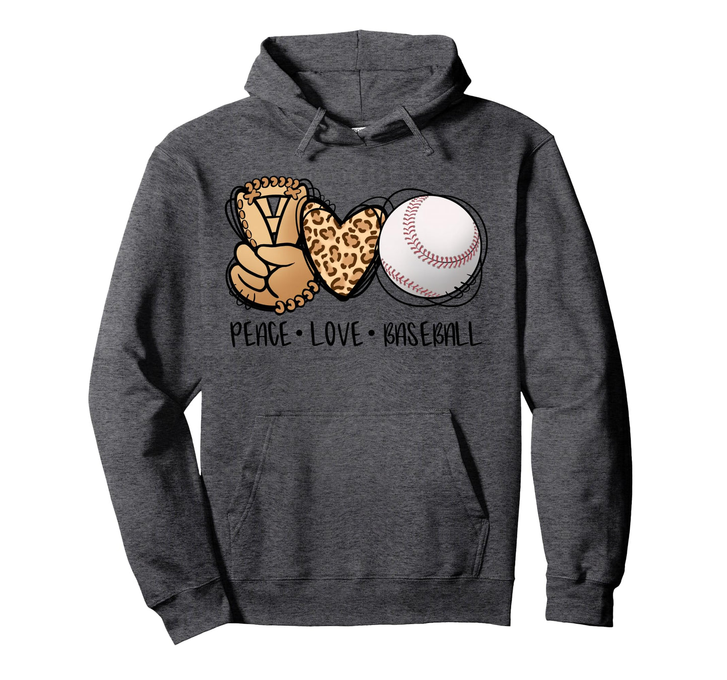 Peace Love Baseball Mom Leopard Hoodie - Minimalist Print Men Women - T-Shirt, Sweatshirt, Hoodie