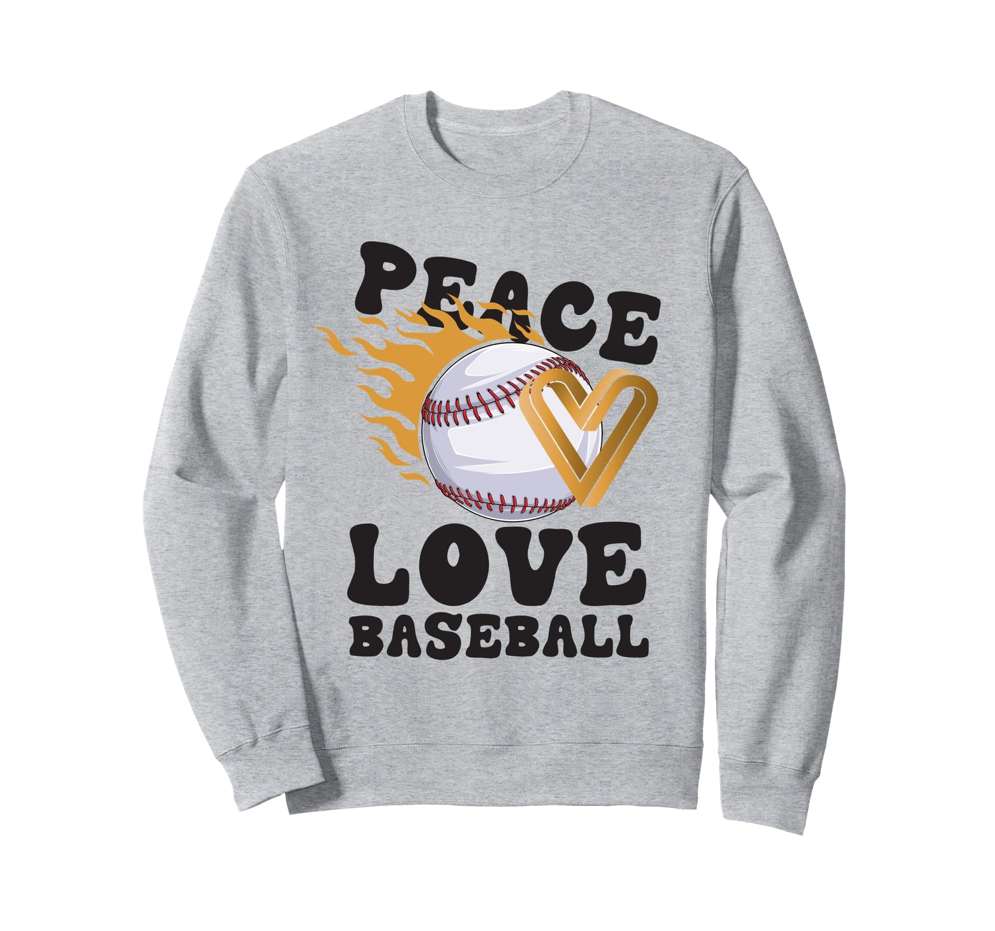 Peace Love Baseball Sweatshirt - Novelty Apparel Unisex - T-Shirt, Sweatshirt, Hoodie