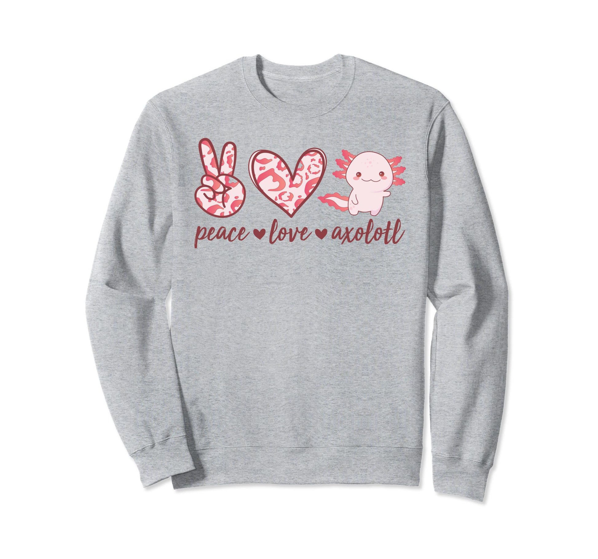 Peace Love Axolotl Axolotl Lover Sweatshirt - Graphic Print for Adults - T-Shirt, Sweatshirt, Hoodie