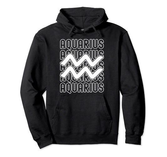 Aquarius Zodiac Sign Typography Hoodie - Custom Art Print Men Women - T-Shirt, Sweatshirt, Hoodie