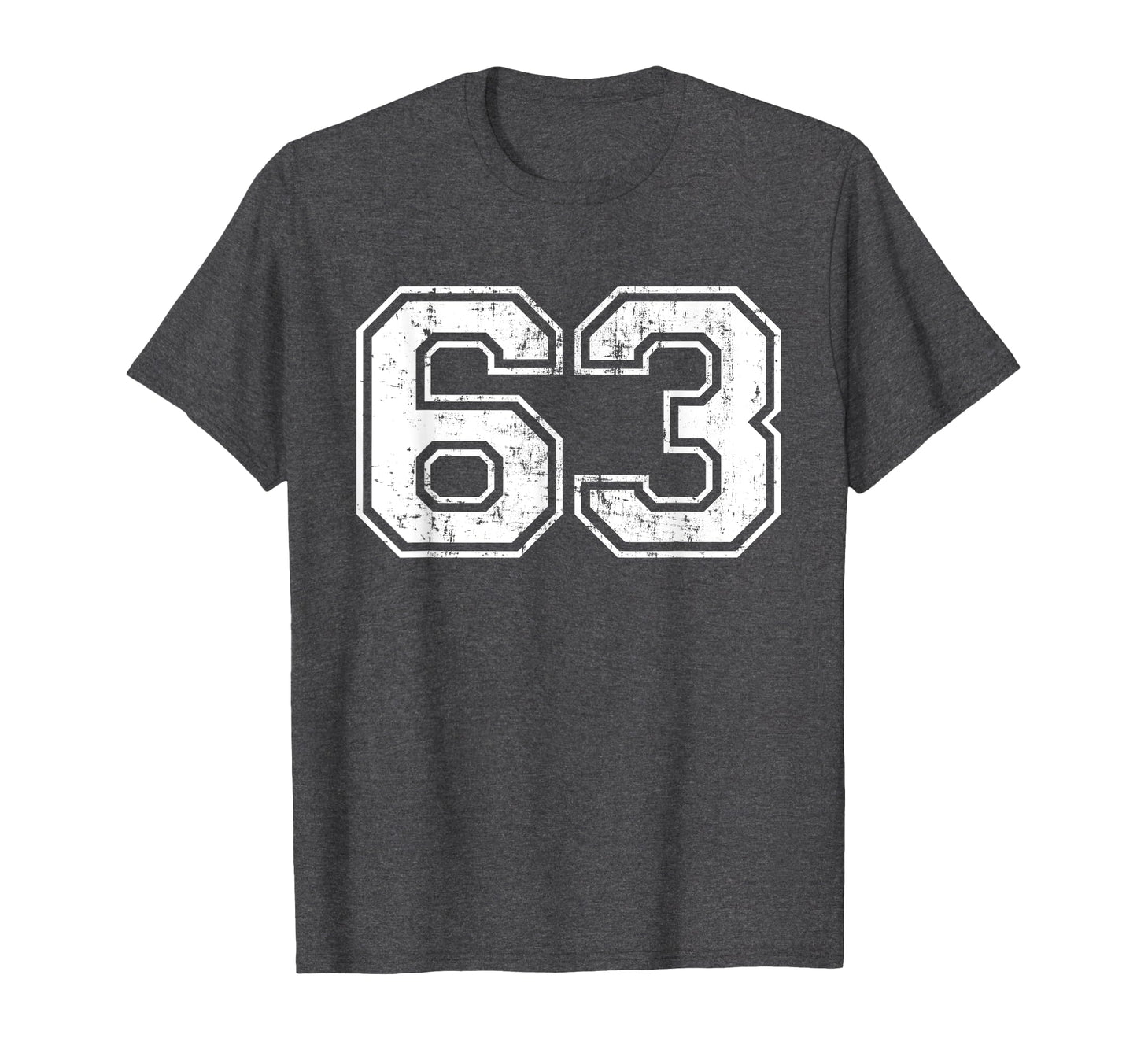 Number 63 Varsity Distressed Sports T-Shirt - Graphic Print for Adults - T-Shirt, Sweatshirt, Hoodie