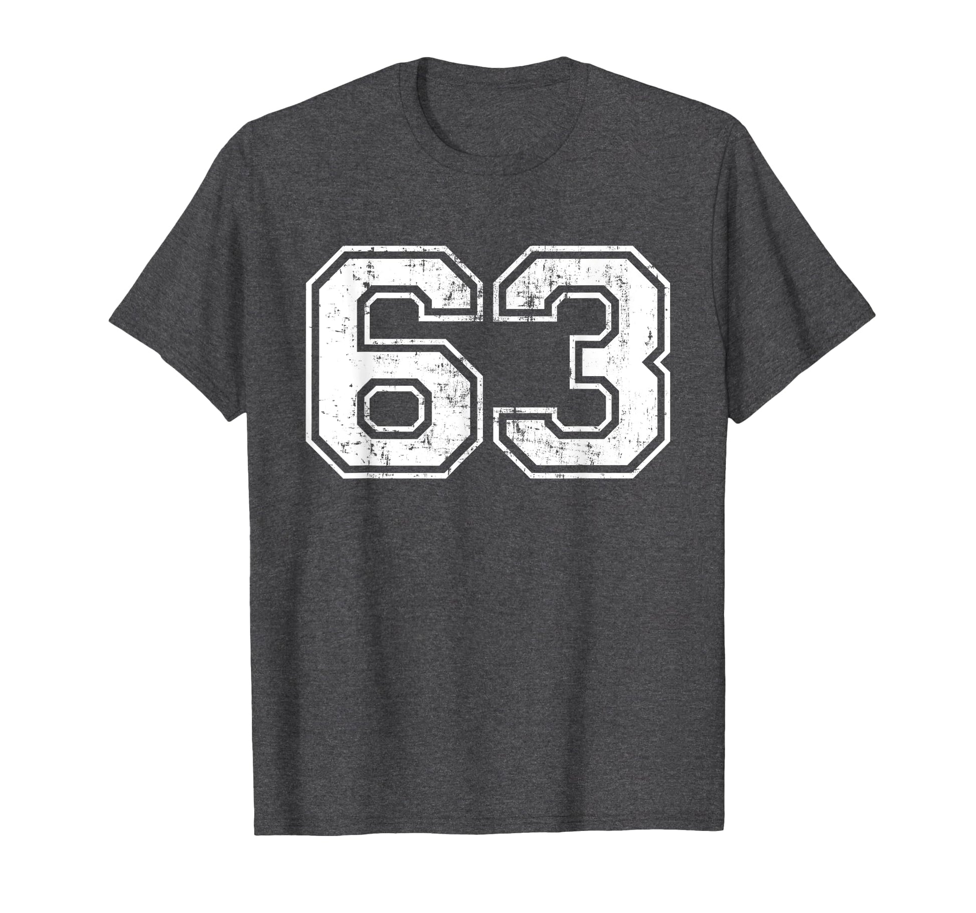 Number 63 Varsity Distressed Sports T-Shirt - Graphic Print for Adults - T-Shirt, Sweatshirt, Hoodie