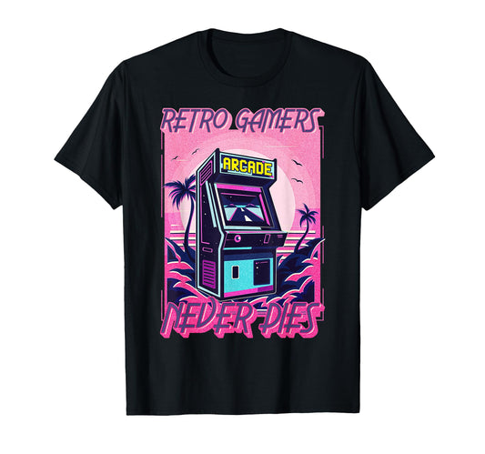 Arcade Old Gamers Never Die T-Shirt - Custom Art Print for Adults - T-Shirt, Sweatshirt, Hoodie