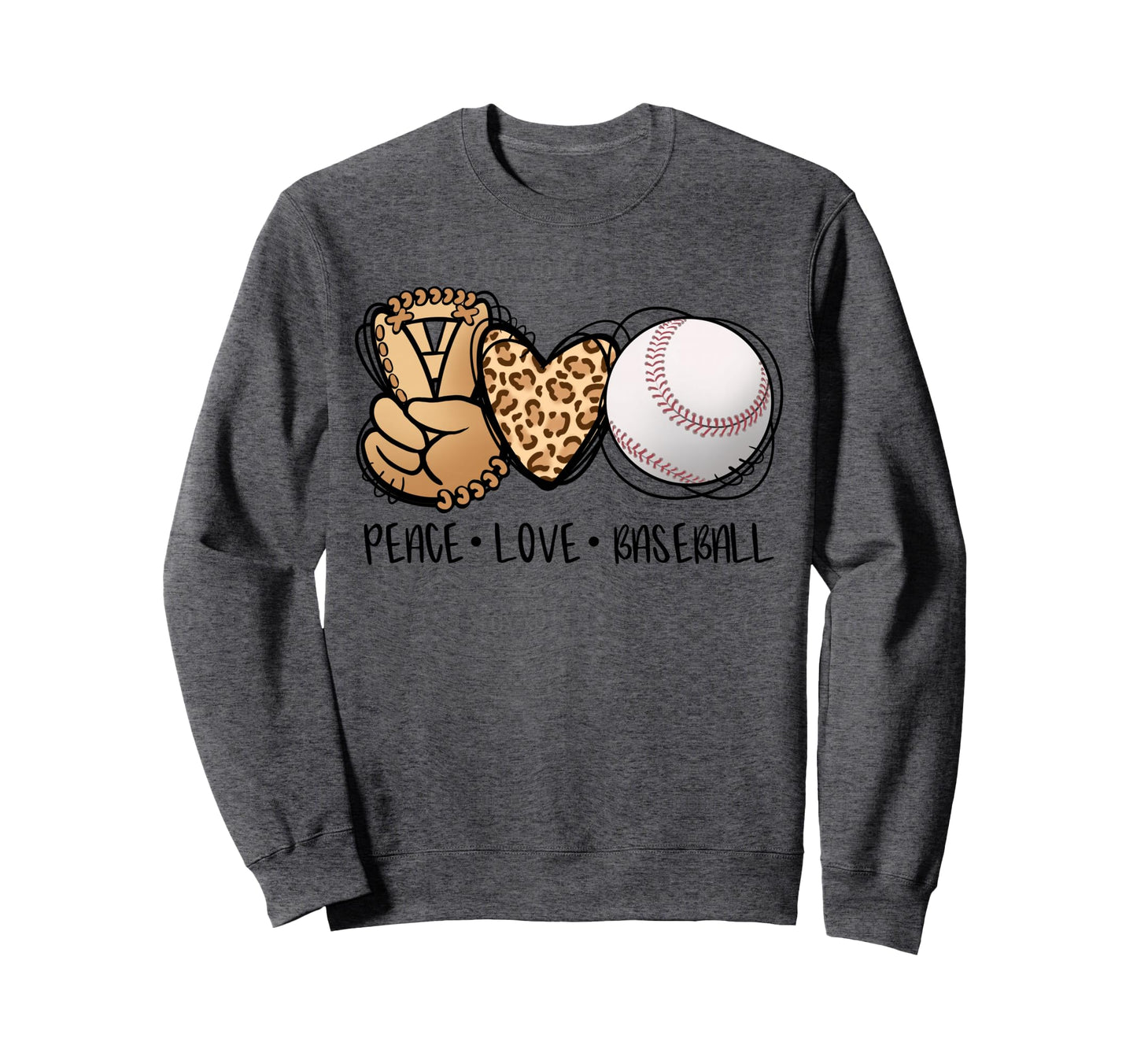 Peace Love Baseball Mom Leopard Sweatshirt - Custom Art Print Unisex - T-Shirt, Sweatshirt, Hoodie