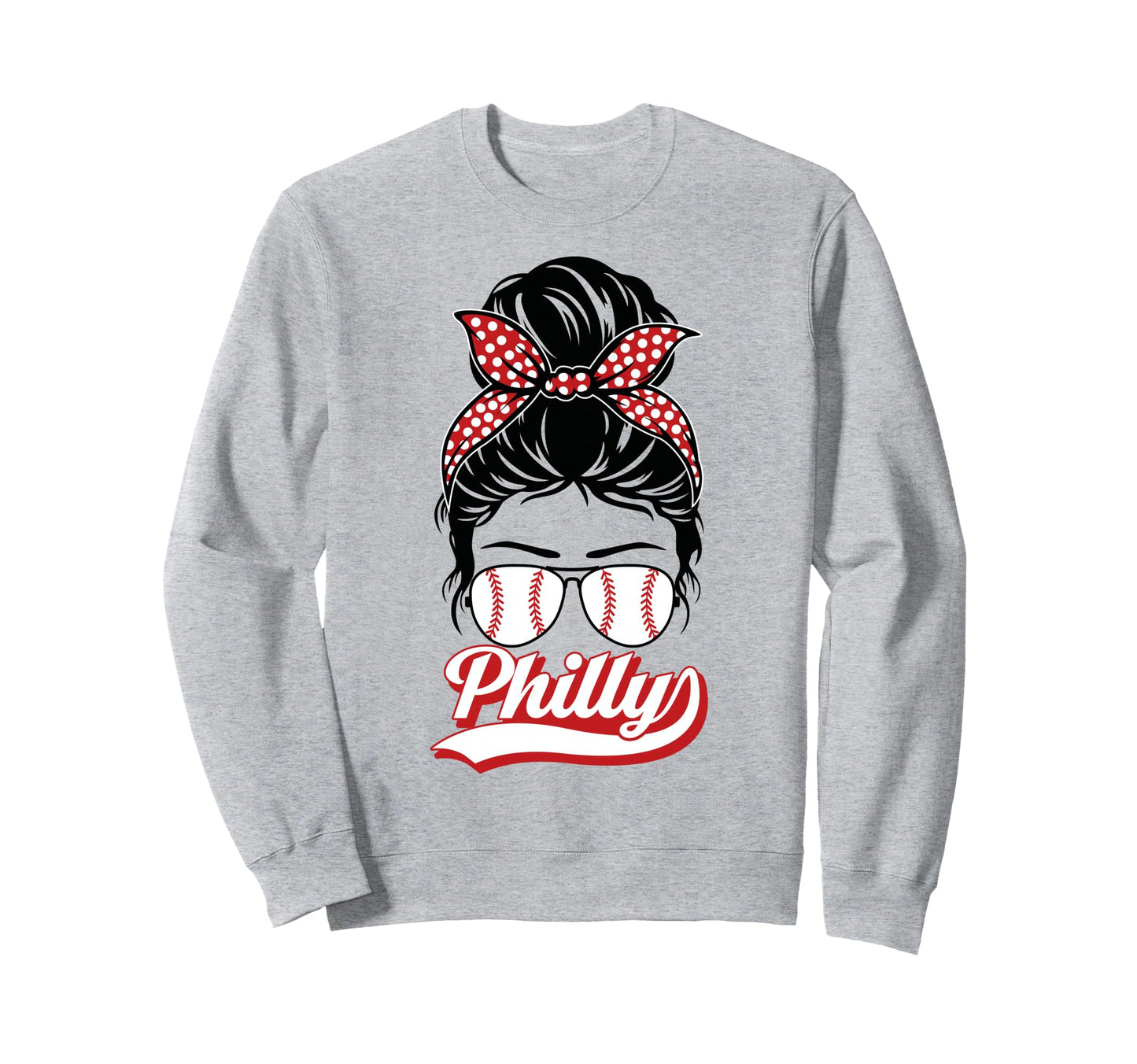 Philly Baseball Fans Messy Bun Sweatshirt - Trendy Graphic Unisex - T-Shirt, Sweatshirt, Hoodie