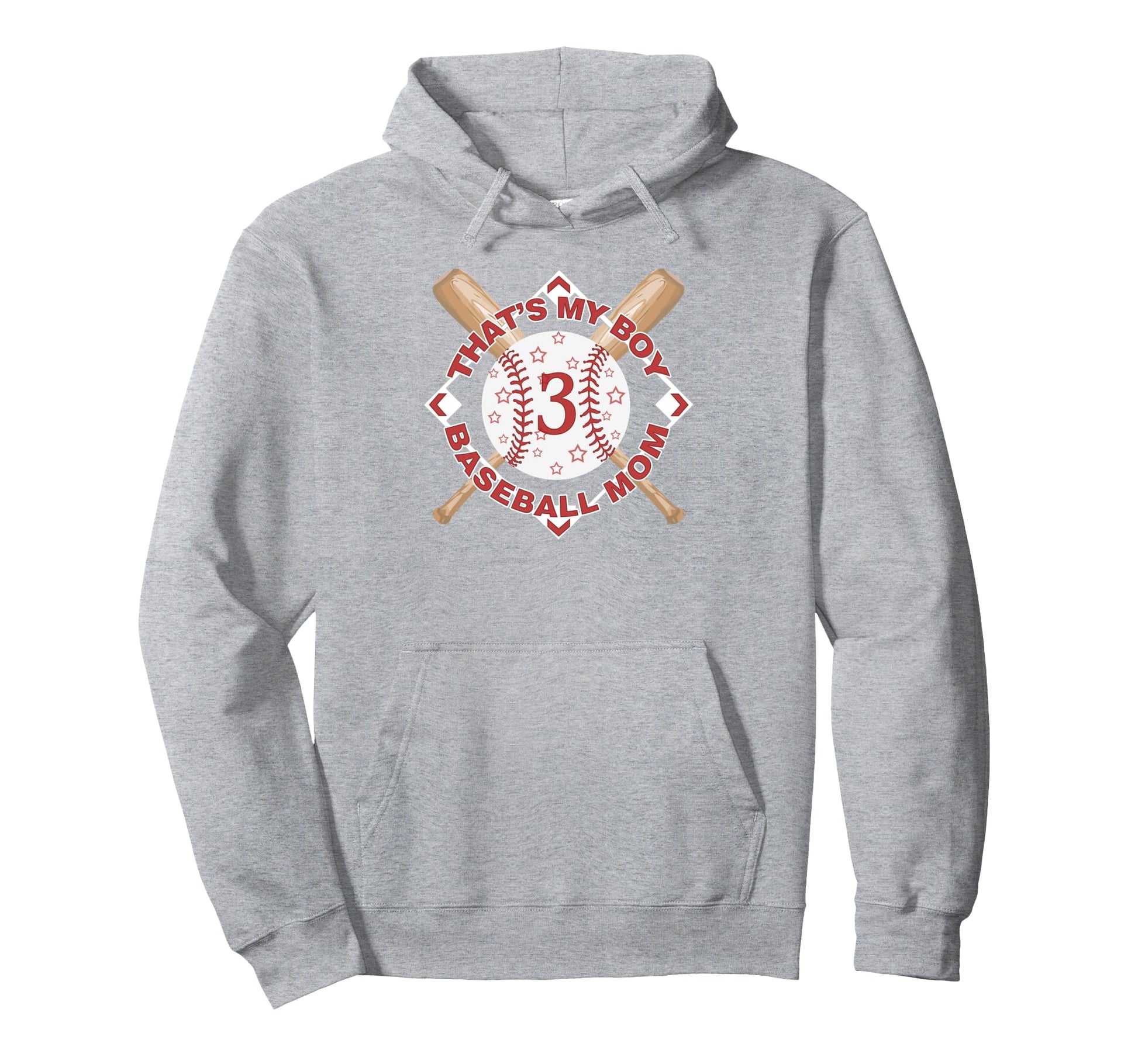 Thats My 3 Baseball Mom Love Heart Hoodie - Fun Novelty Design Unisex - T-Shirt, Sweatshirt, Hoodie