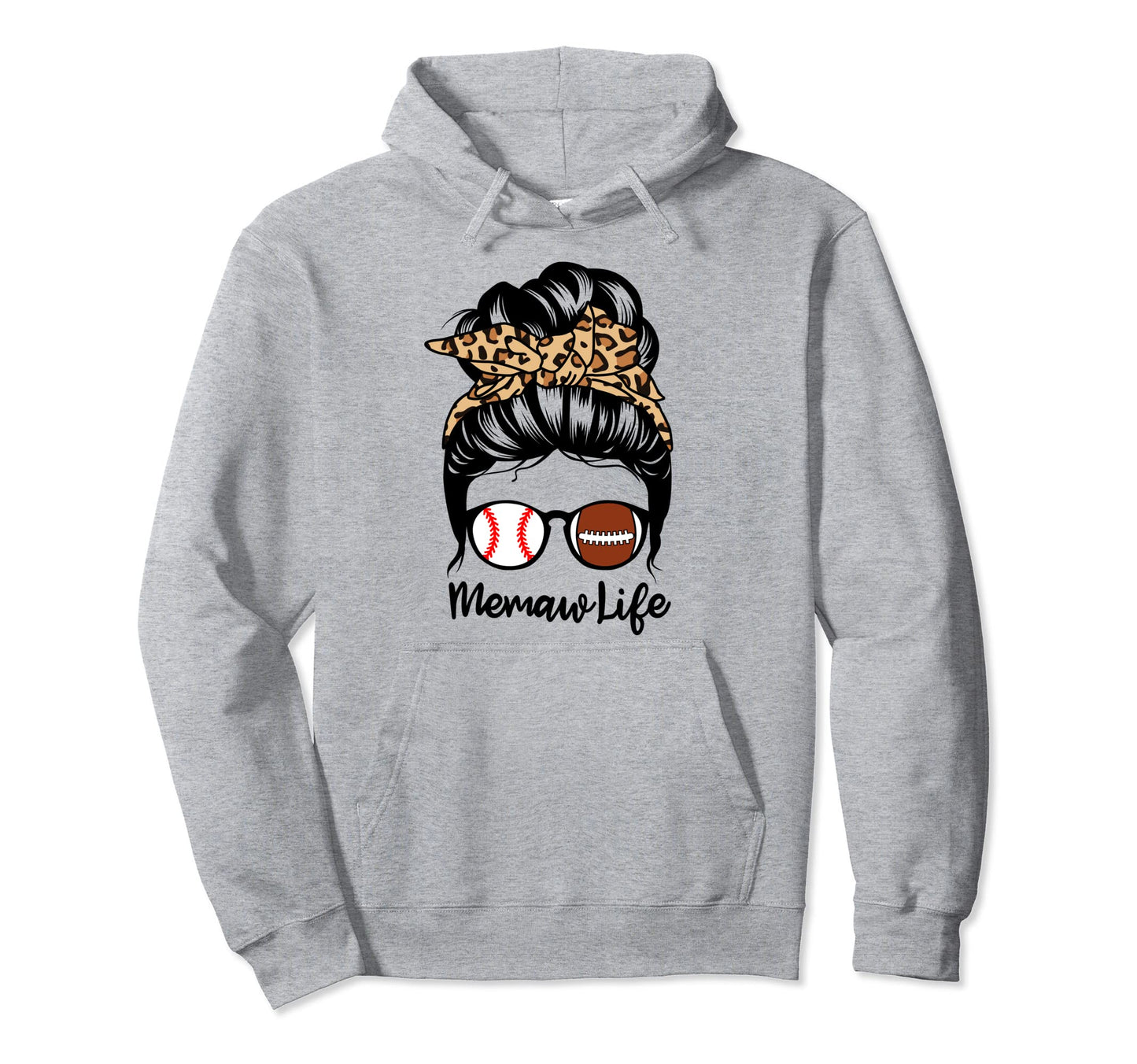 Memaw Life Messy Bun Hair Funny Football Hoodie - Aesthetic Graphic Unisex - T-Shirt, Sweatshirt, Hoodie