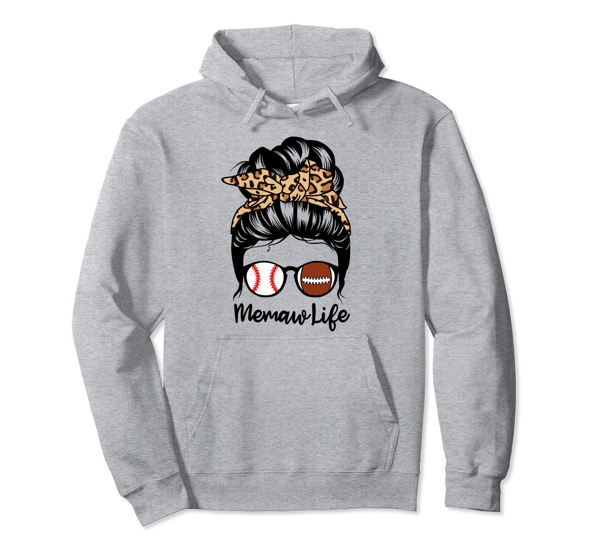 Memaw Life Messy Bun Hair Funny Football Hoodie - Aesthetic Graphic Unisex - T-Shirt, Sweatshirt, Hoodie