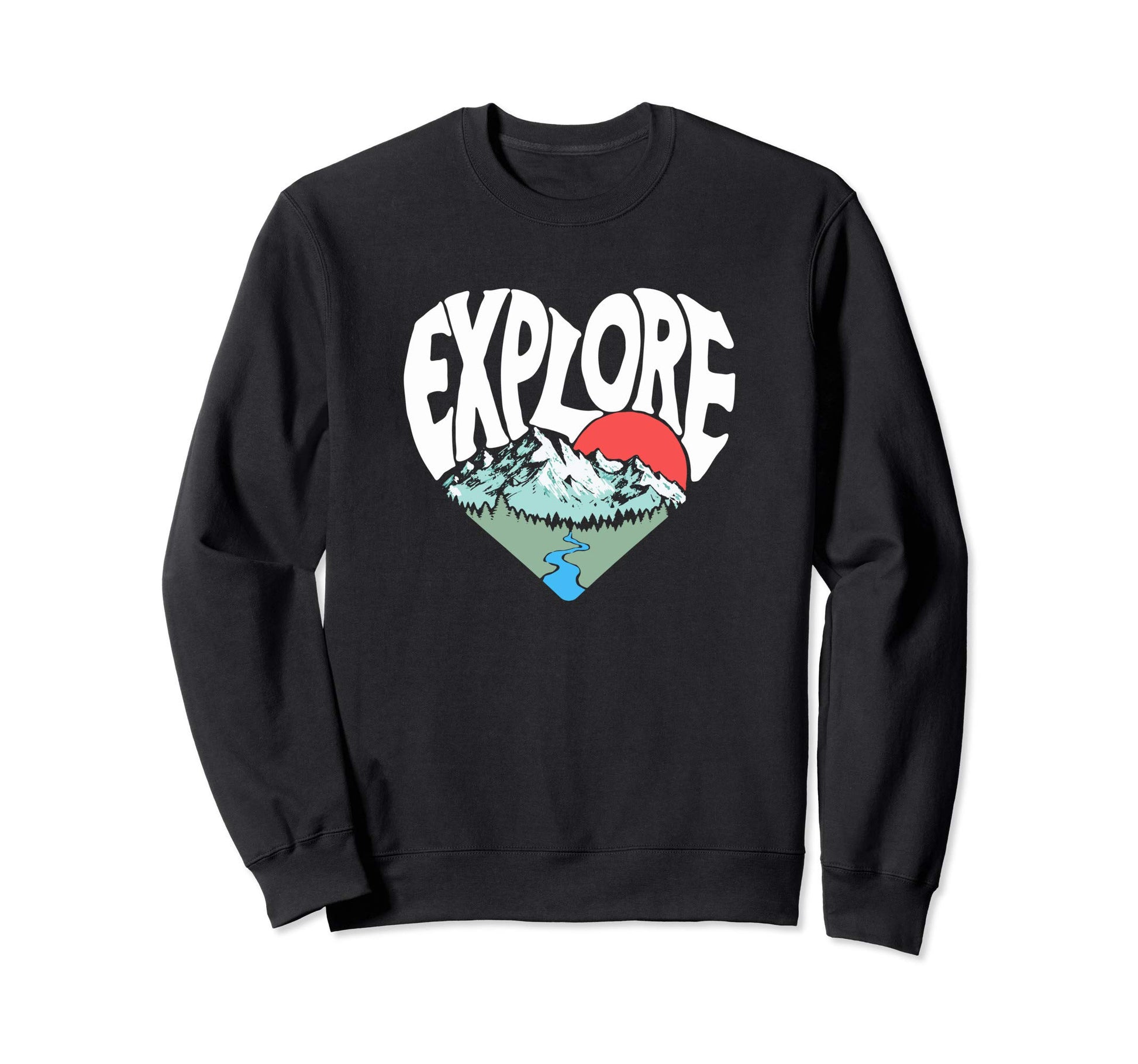 Explore Outdoor Nature Lover Heart Sweatshirt - Aesthetic Graphic Unisex - T-Shirt, Sweatshirt, Hoodie
