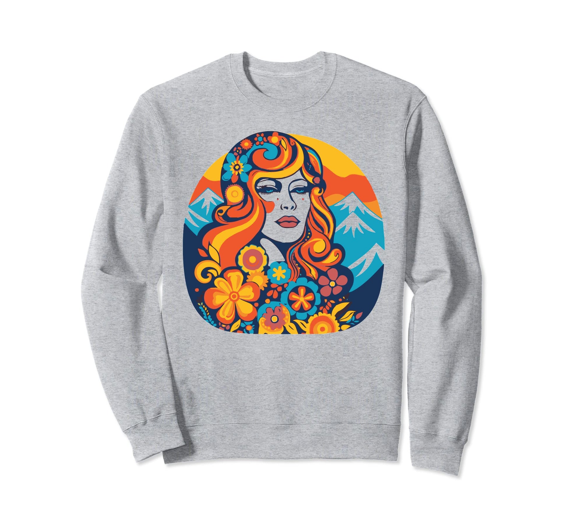 Groovy Mountain Mama Hippie 60S Sweatshirt - Custom Art Print Unisex - T-Shirt, Sweatshirt, Hoodie