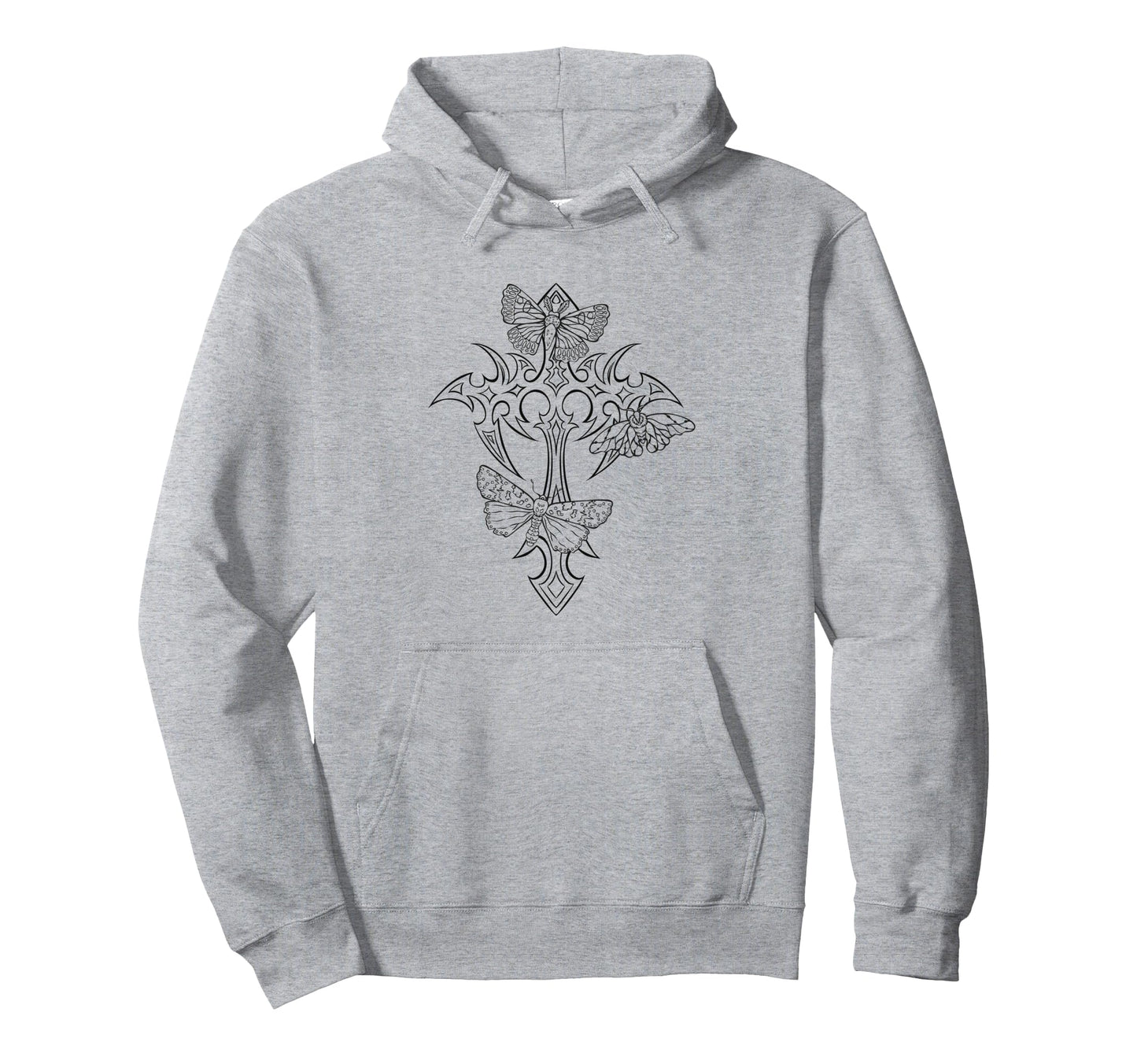 Gothic Cross Moth Y2K Mall Goth Grunge Hoodie - Novelty Apparel for Adults - T-Shirt, Sweatshirt, Hoodie