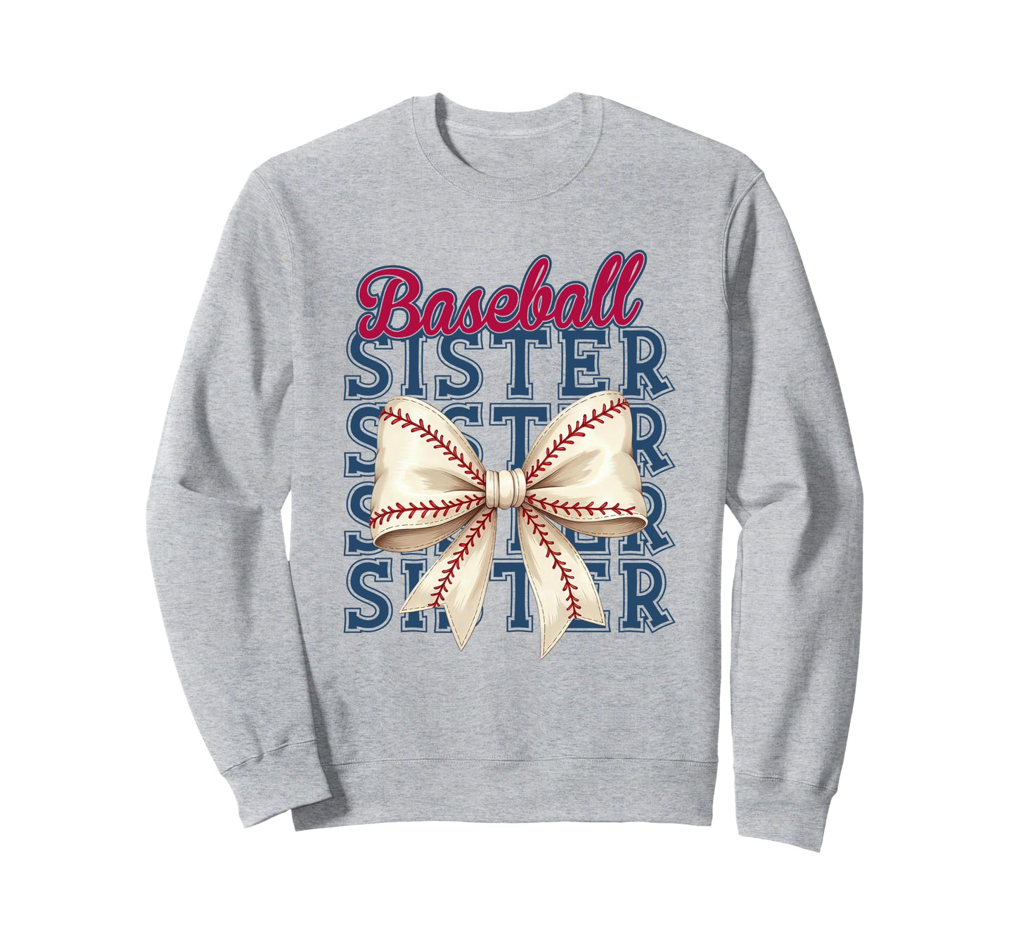 Baseball Sister Coquette Bow Baseball Sweatshirt - Minimalist Print Unisex - T-Shirt, Sweatshirt, Hoodie