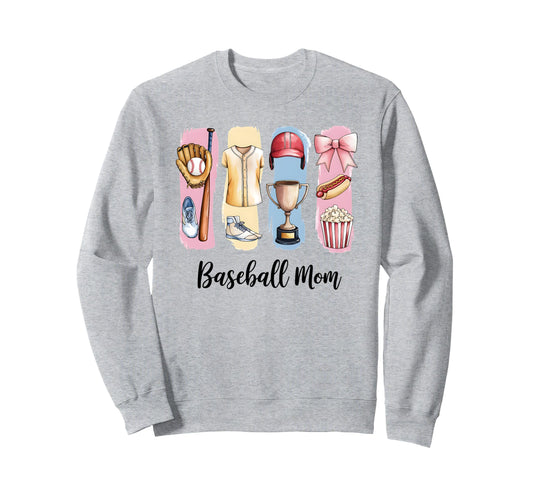 Baseball Coquette Bow Mothers Day Sweatshirt - Trendy Graphic for Adults - T-Shirt, Sweatshirt, Hoodie