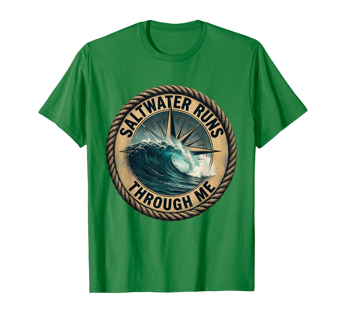 Saltwater Runs Through Me Surf T-Shirt - Minimalist Print for Adults - T-Shirt, Sweatshirt, Hoodie