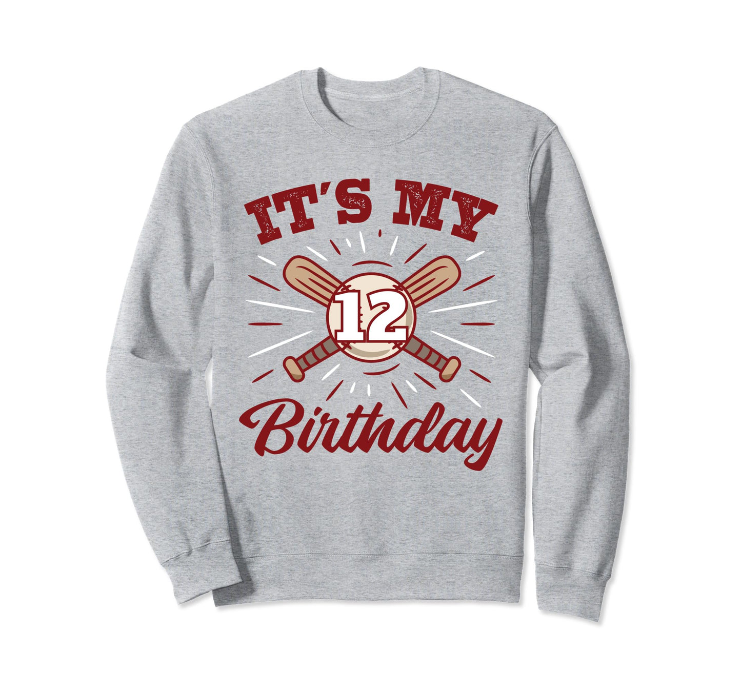 Its My 12Th Birthday Baseball 12 Sweatshirt - Custom Art Print for Adults - T-Shirt, Sweatshirt, Hoodie