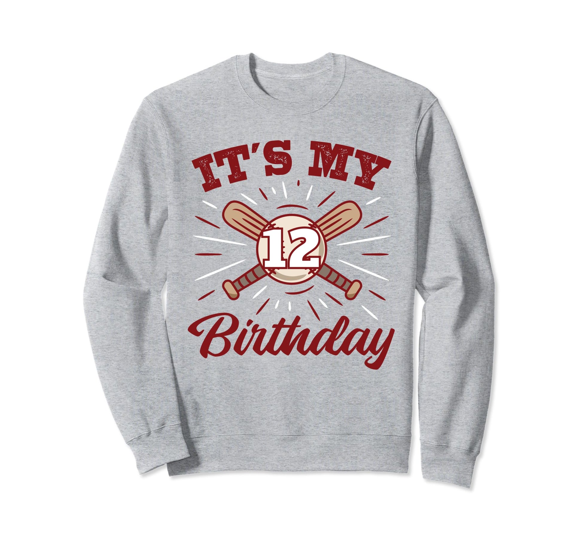 Its My 12Th Birthday Baseball 12 Sweatshirt - Custom Art Print for Adults - T-Shirt, Sweatshirt, Hoodie
