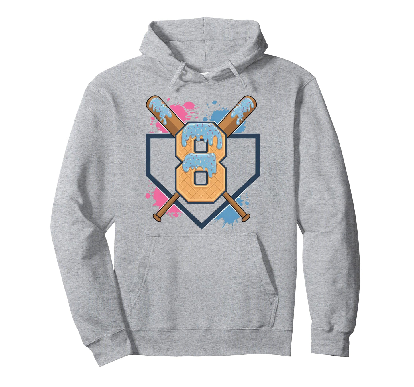 8Th Birthday Baseball Ice Cream Drip 8 Year Hoodie - Unique Graphic Unisex - T-Shirt, Sweatshirt, Hoodie