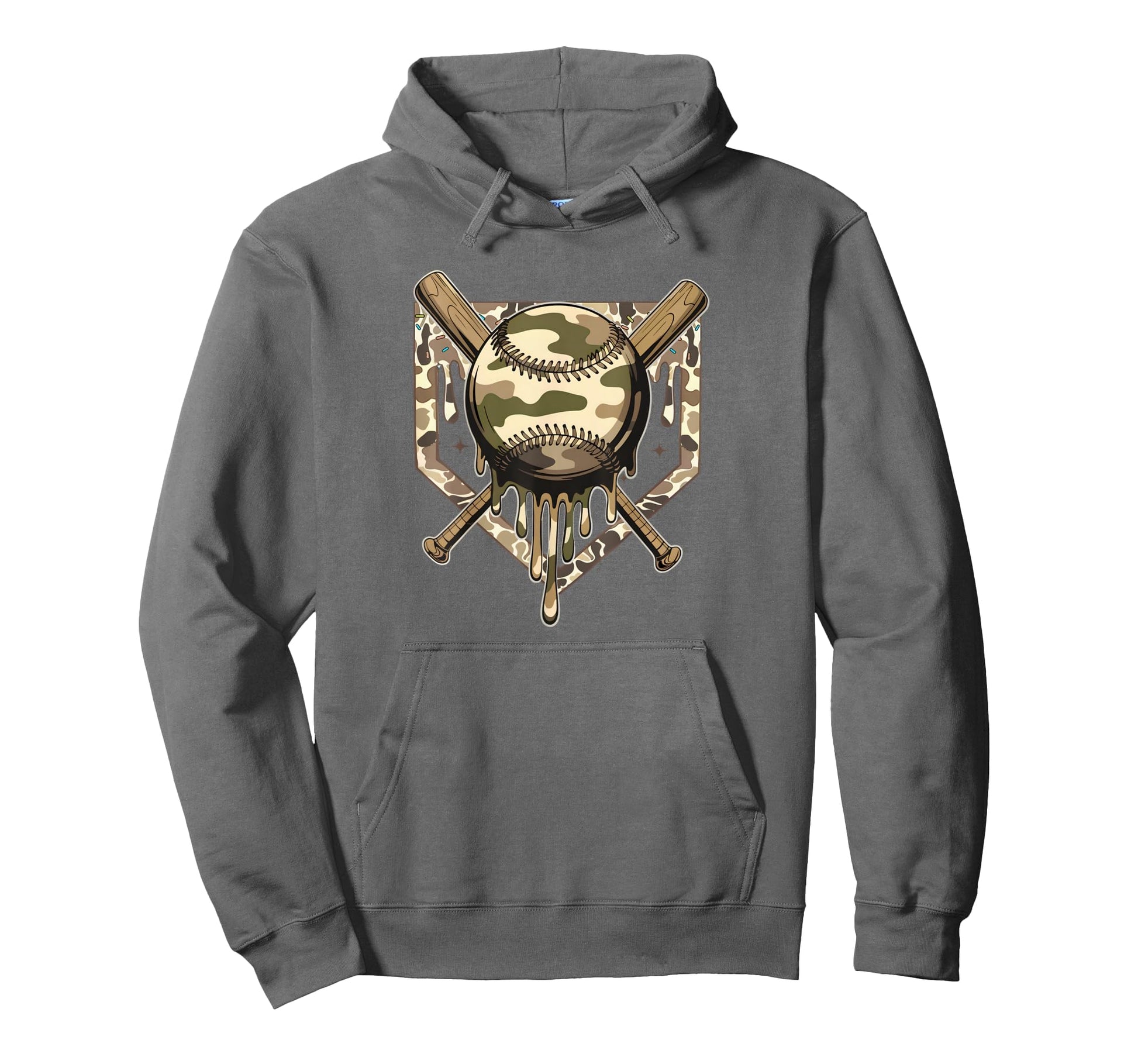 Dripping Baseball Camo Camouflage Game Hoodie - Novelty Apparel for Adults - T-Shirt, Sweatshirt, Hoodie