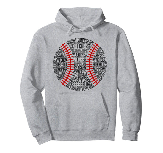 Baseball Fan Word Cloud Baseball Hoodie - Fun Novelty Design Unisex - T-Shirt, Sweatshirt, Hoodie
