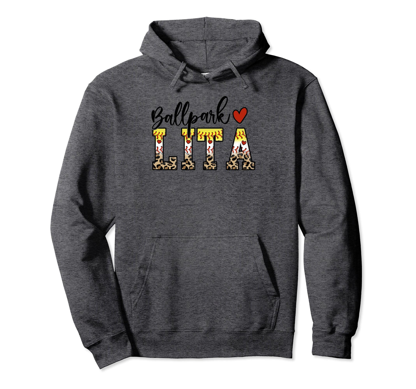 Ballpark Lita Baseball Softball Mom Leopard Hoodie - Graphic Print Unisex - T-Shirt, Sweatshirt, Hoodie
