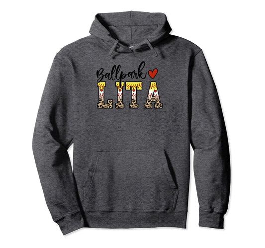 Ballpark Lita Baseball Softball Mom Leopard Hoodie - Graphic Print Unisex - T-Shirt, Sweatshirt, Hoodie