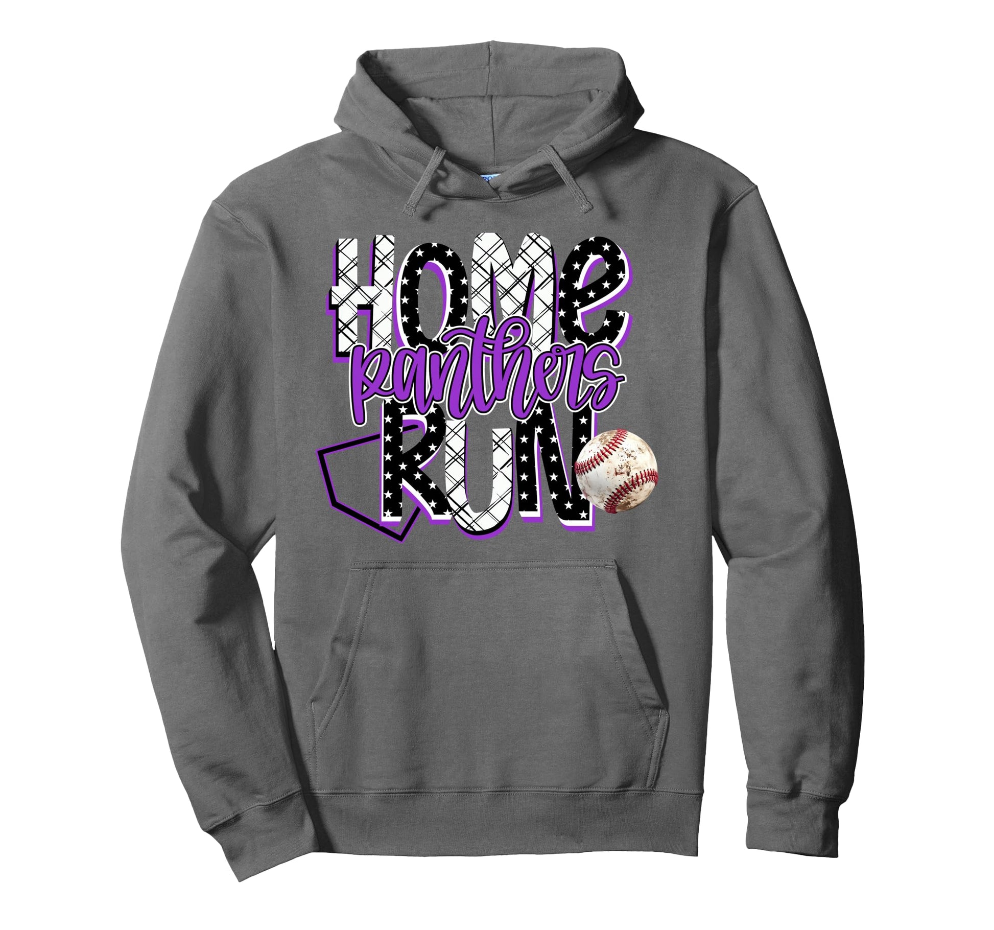 Home Run Panthers Baseball Purple Hoodie - Casual Everyday Wear Men Women - T-Shirt, Sweatshirt, Hoodie
