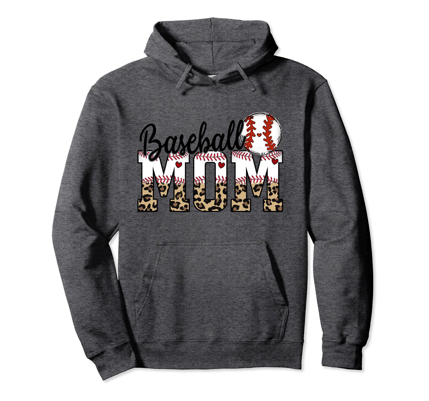 Baseball Mom Leopard Baseball Lover Hoodie - Novelty Apparel Unisex - T-Shirt, Sweatshirt, Hoodie
