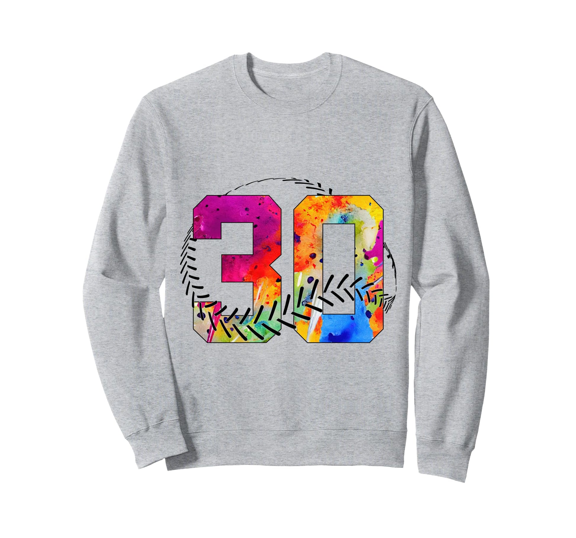 Number 30 Years Baseball 30Th Birthday Sweatshirt - Graphic Print Unisex - T-Shirt, Sweatshirt, Hoodie
