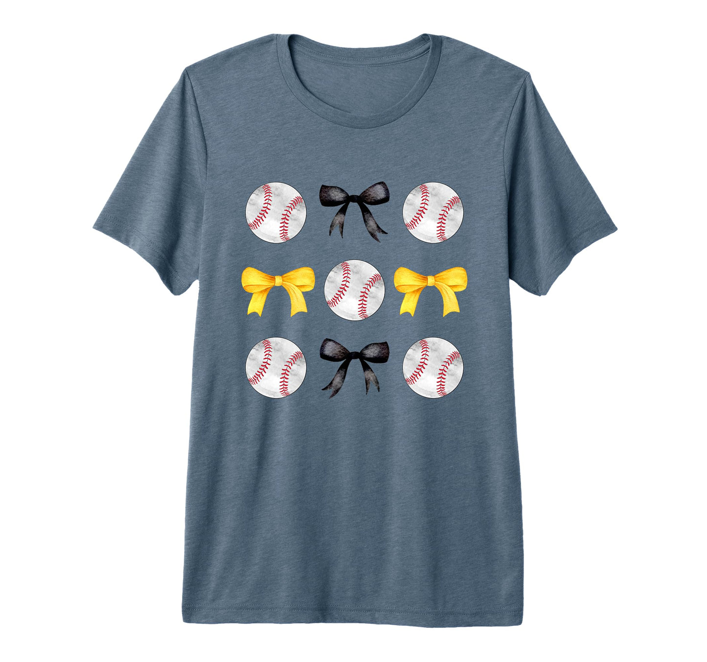 Baseballs Black Yellow Bows Ball Mom T-Shirt - Streetwear Style for Adults - T-Shirt, Sweatshirt, Hoodie