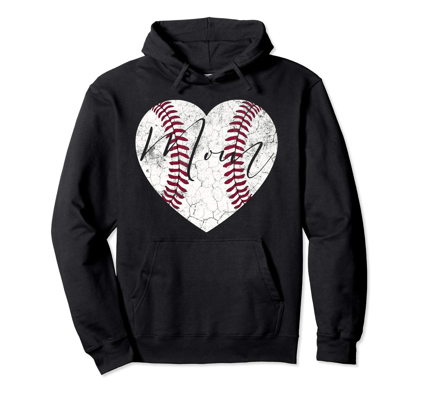Baseball Softball T Ball Heart Mom Hoodie - Fun Novelty Design for Adults - T-Shirt, Sweatshirt, Hoodie