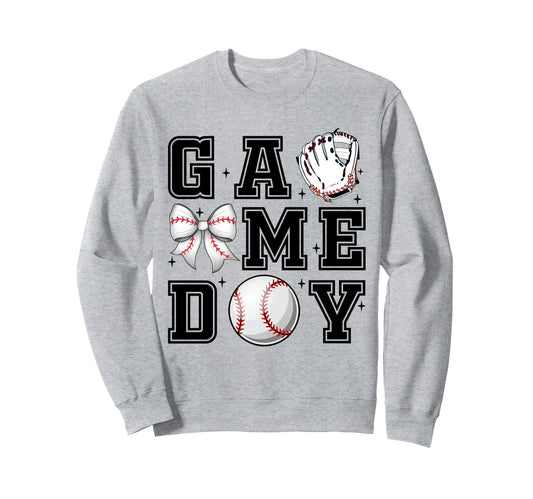 Baseball Coquette Bow Gameday Cheer Sweatshirt - Unique Graphic for Adults - T-Shirt, Sweatshirt, Hoodie