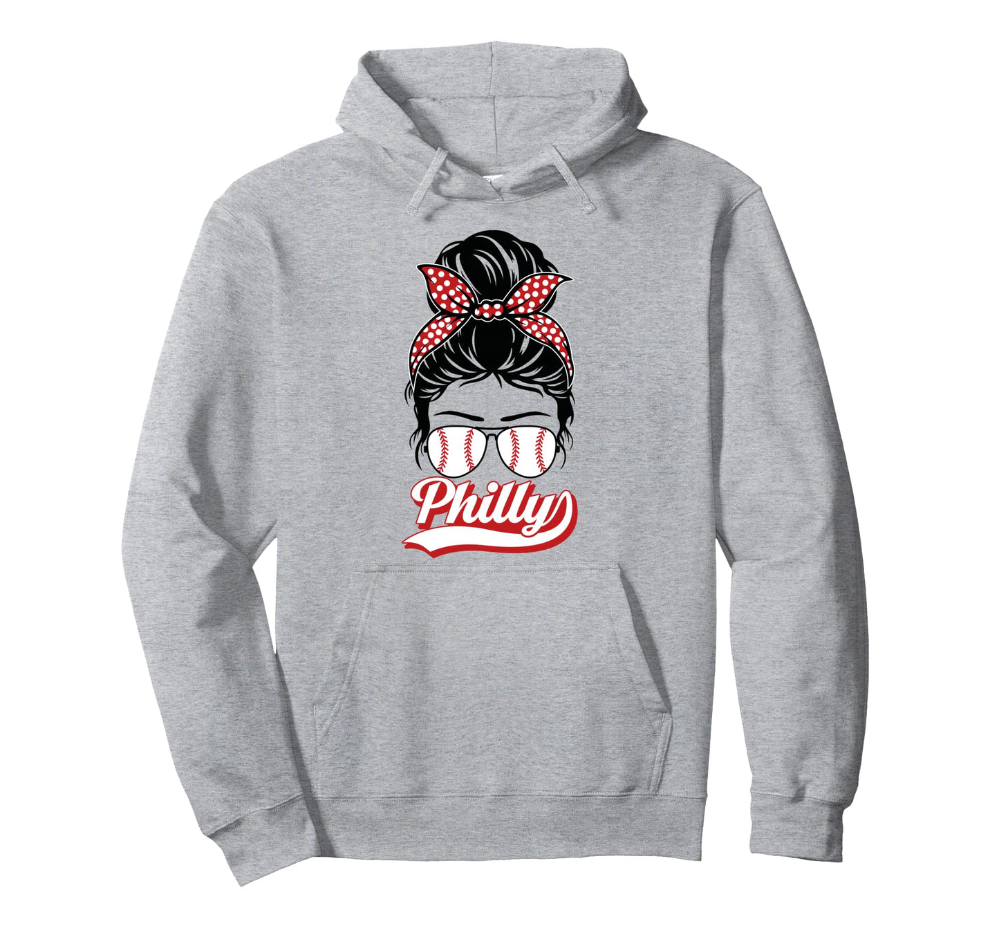 Philly Baseball Fans Messy Bun Hoodie - Fun Novelty Design Unisex - T-Shirt, Sweatshirt, Hoodie
