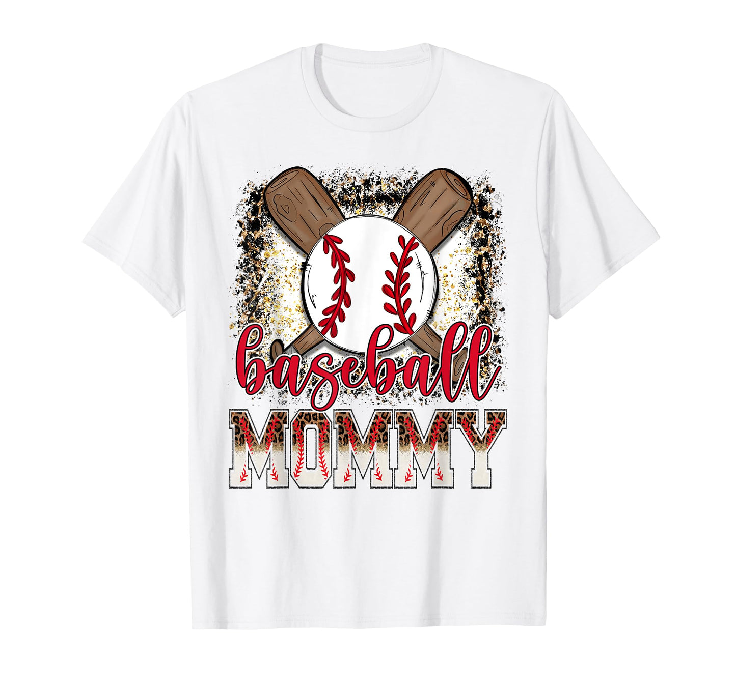 Baseball Mommy Leopard Proud Ball Mommy T-Shirt - Aesthetic Graphic Unisex - T-Shirt, Sweatshirt, Hoodie