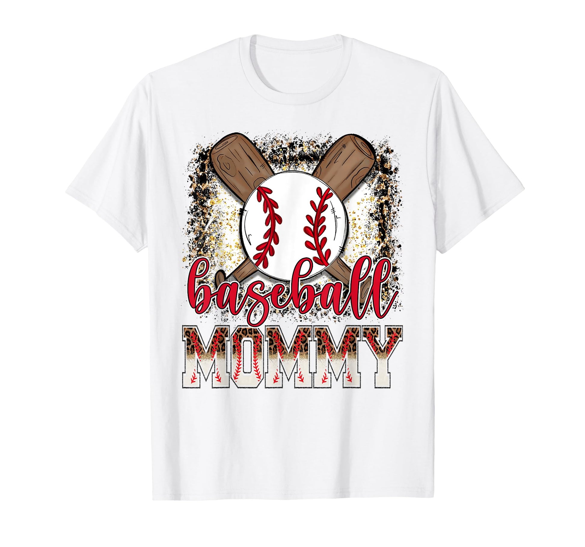 Baseball Mommy Leopard Proud Ball Mommy T-Shirt - Aesthetic Graphic Unisex - T-Shirt, Sweatshirt, Hoodie