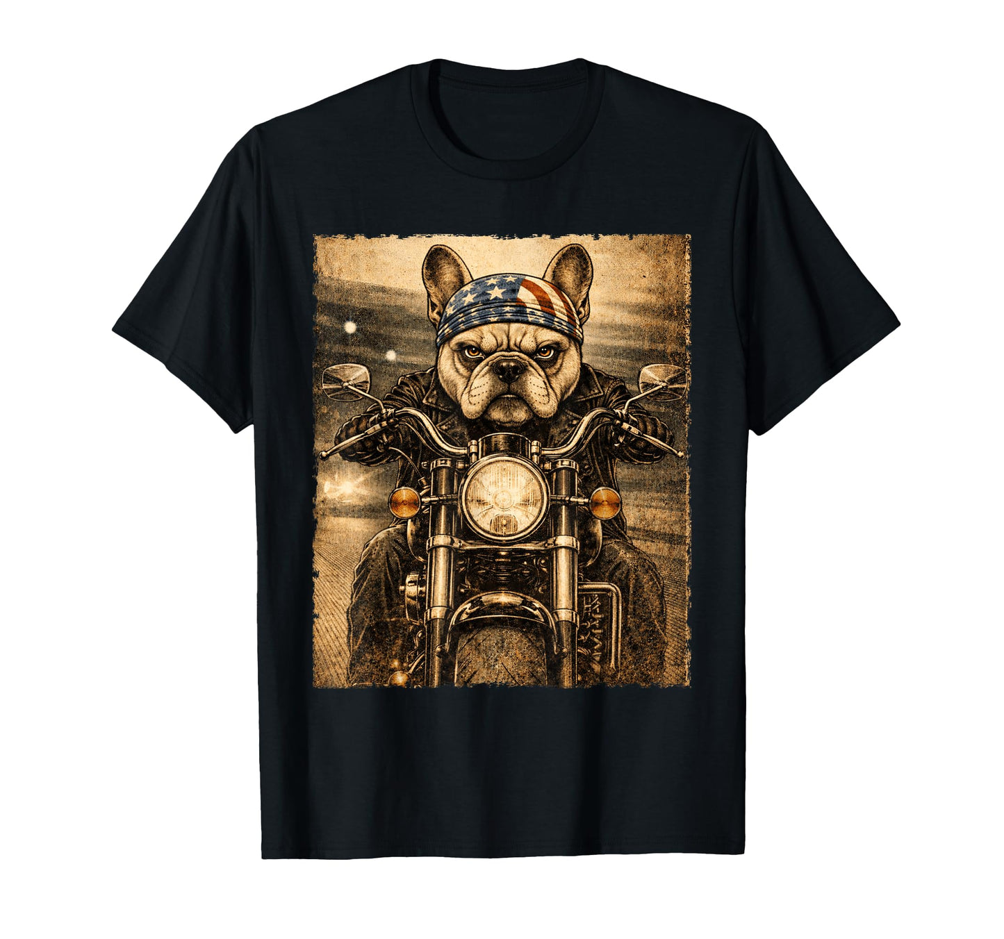 French Bulldog Dog Biker Frenchie T-Shirt - Aesthetic Graphic Unisex - T-Shirt, Sweatshirt, Hoodie