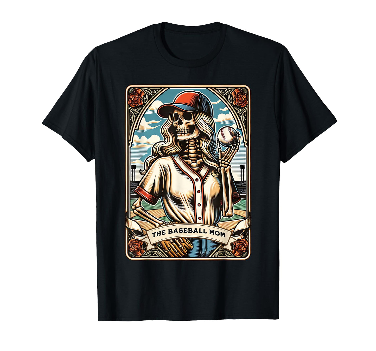 Baseball Mom Skeleton Tarot Card Mothers T-Shirt - Custom Art Print Unisex - T-Shirt, Sweatshirt, Hoodie