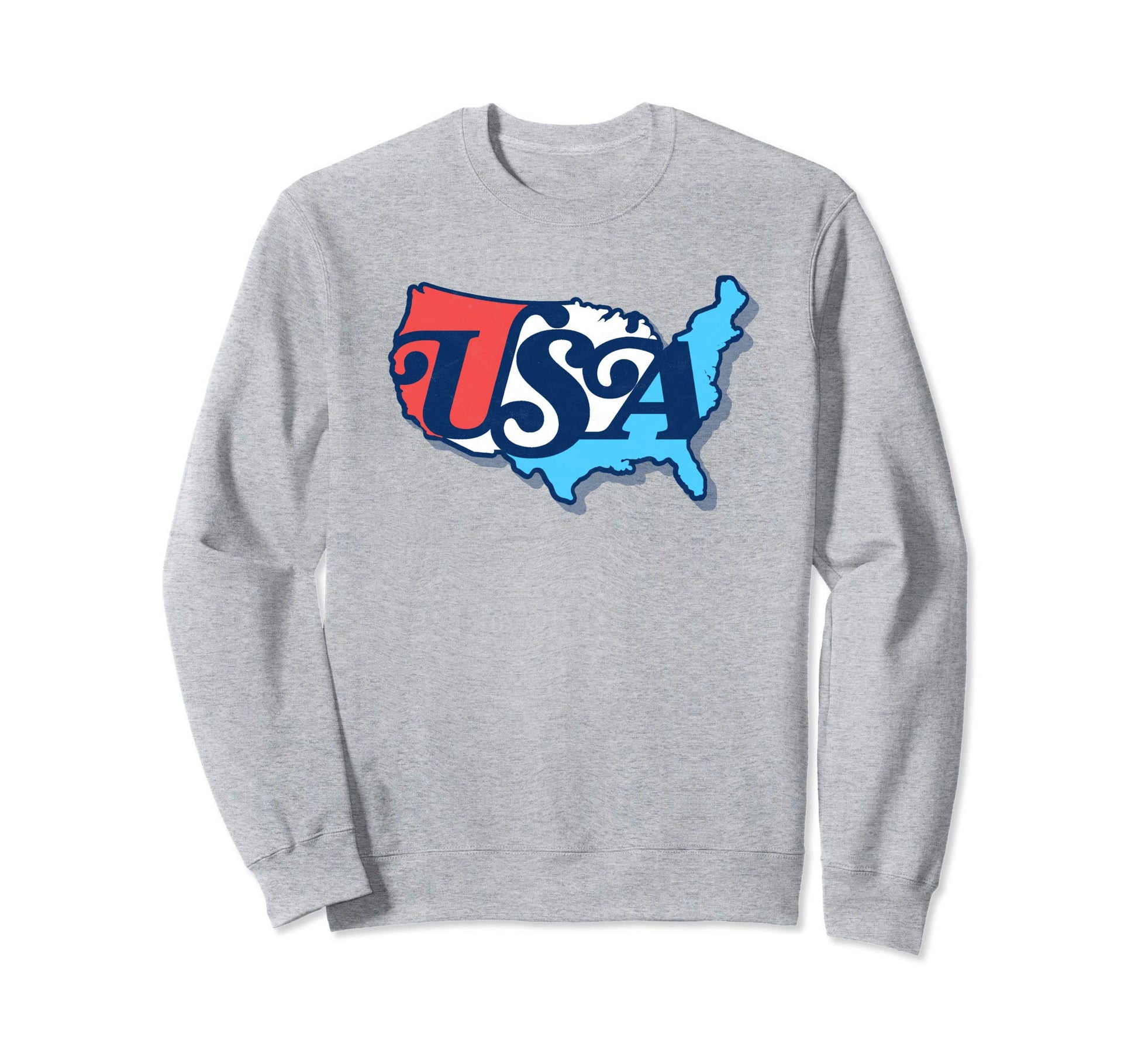 Usa Map Typography Patriotic Sweatshirt - Casual Everyday Wear Men Women - T-Shirt, Sweatshirt, Hoodie